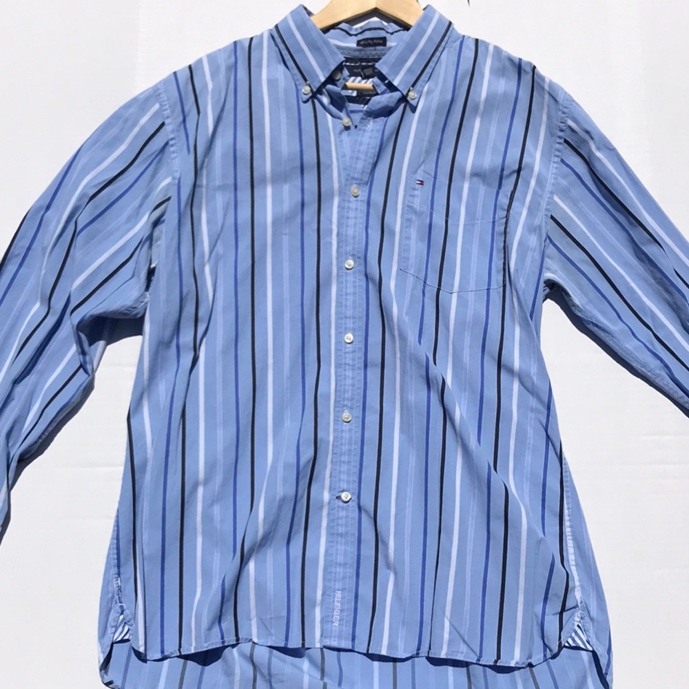 Men's Tommy Hilfiger Blue Striped Button Down Shir